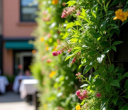 Outdoor restaurant terrace wall