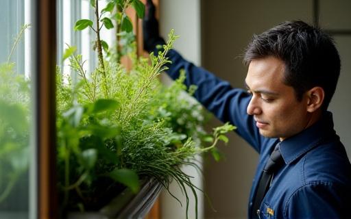 Vertical garden installation in progress