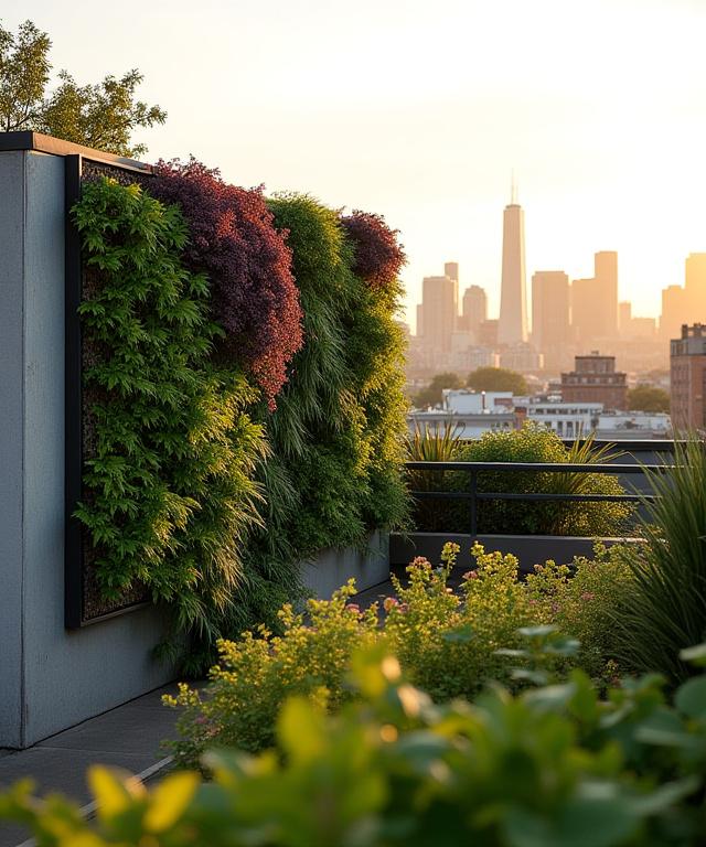 Luxurious vertical garden on a rooftop in Bushwick, Brooklyn