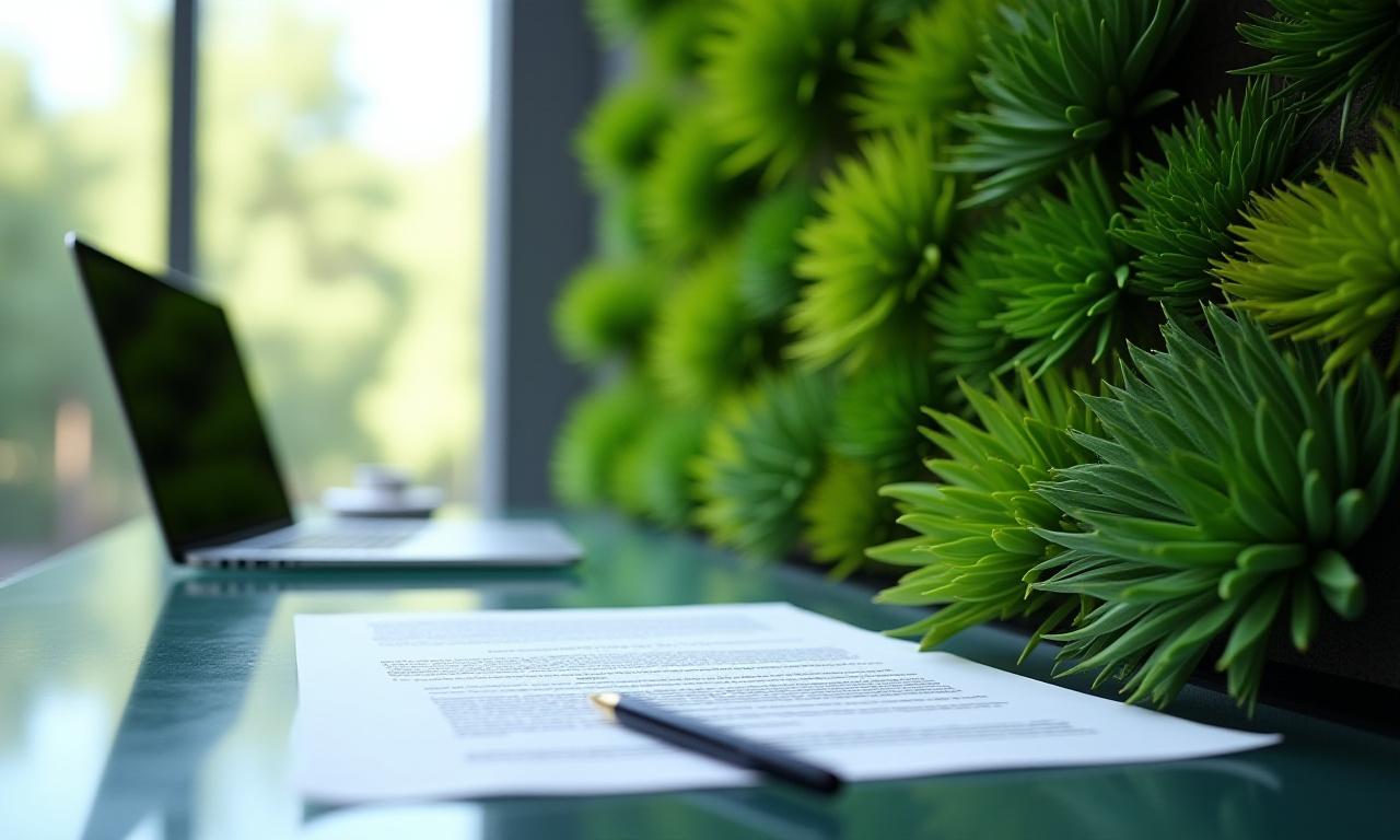 Legal documentation and growing plants in a modern office